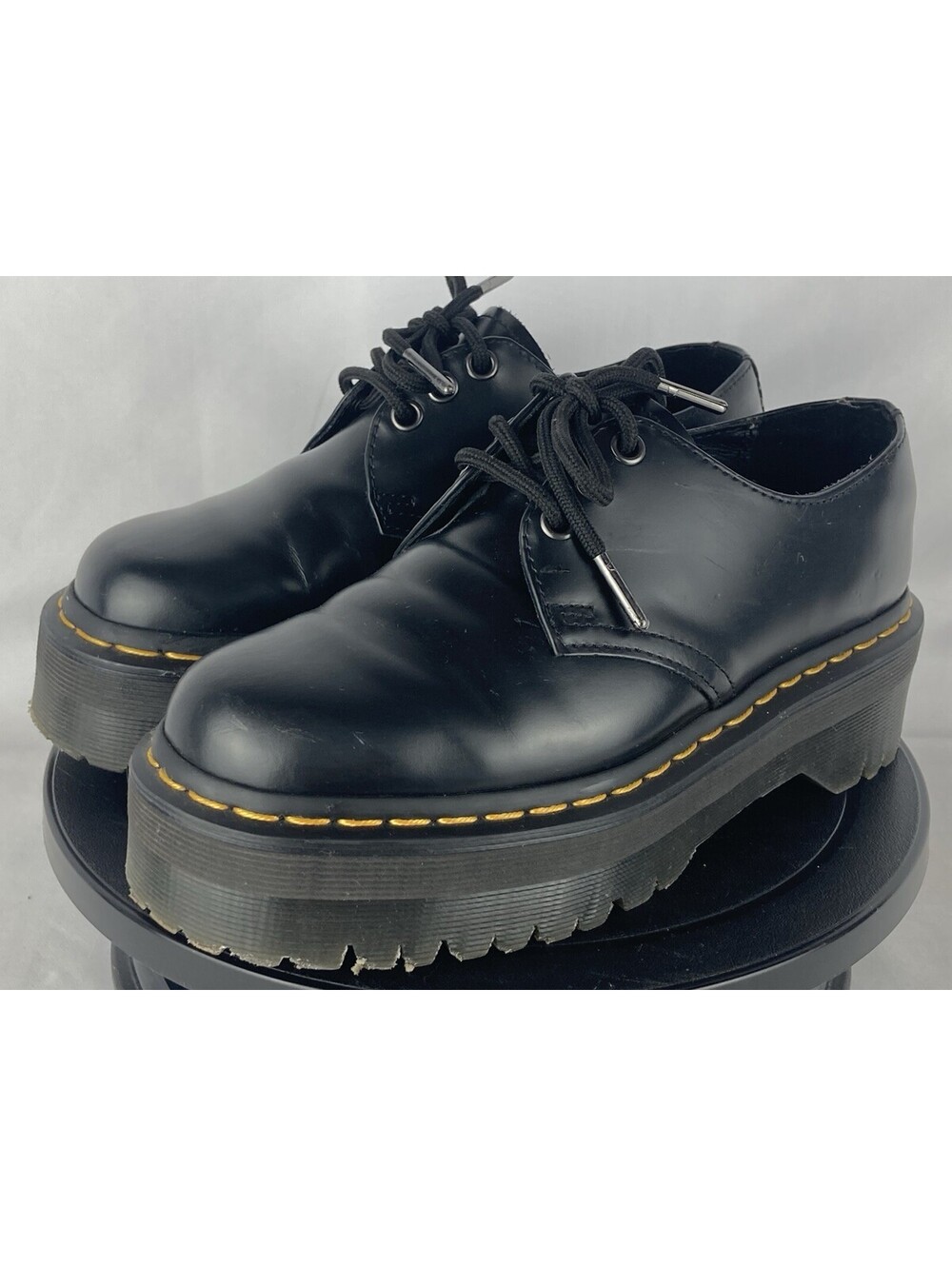 Women’s Size 6 Dr. Martens 1461 Quad Leather Platform Oxfords Black Shoes 25567